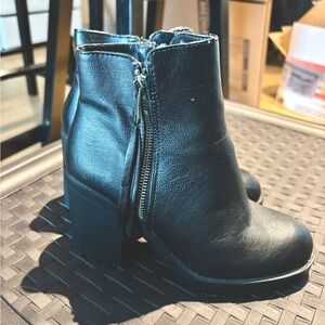 Black Leather Ankle Boots